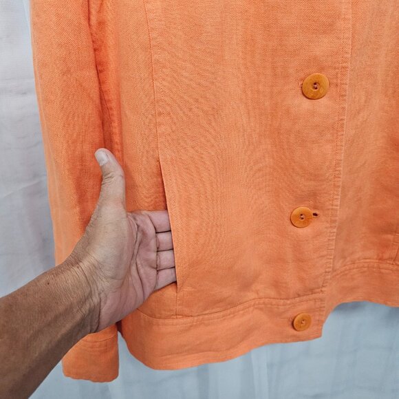Vintage Talbots Orange Irish Linen Jacket Preppy Minimalist 22W - Picture 5 of 13